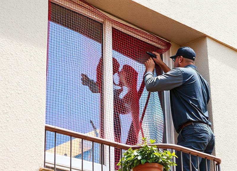 Instalação de rede de proteção laminada em janela na Vila Madalena