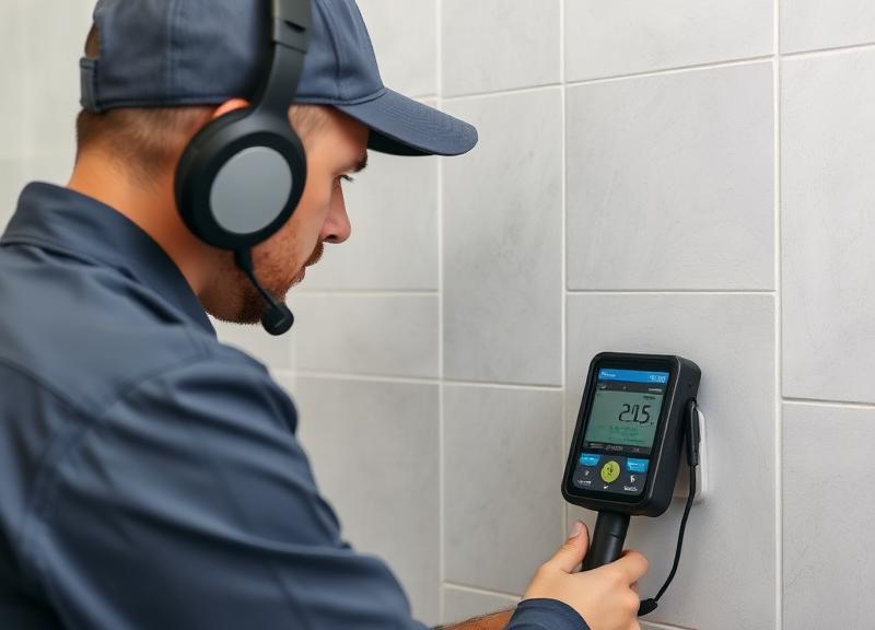 Profissional usando equipamento eletrônico de caça vazamentos na Vila Madalena